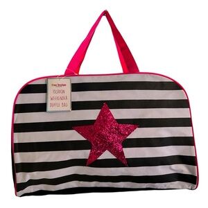 Pink Star Striped Weekender Duffle Bag, NWT
